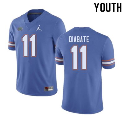 Youth Florida Gators #11 Mohamoud Diabate NCAA Jordan Brand Blue Authentic Stitched College Football Jersey RTF6062KF